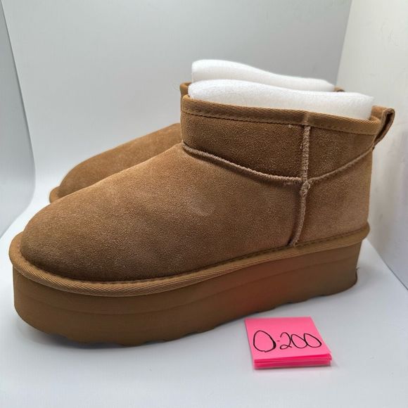 CUSHIONAIRE Women's Genuine Suede pull platform boot +Memory Foam 9 CHESTNUT - Picture 3 of 7